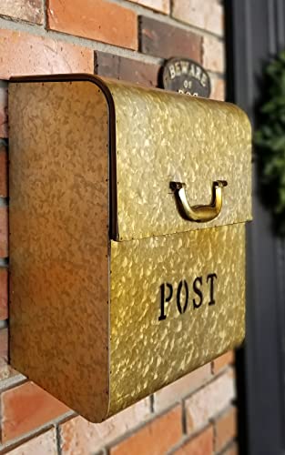 Nach Cj Large Mailbox With Powder Coated Finish, Wall Mount Mailboxes For Outside, Rust Resilient Metal Mailbox For Parcels, 12.6 X 6.9 X 14.2 Inches, Metallic Gold, Fz-M1002 #TOP1