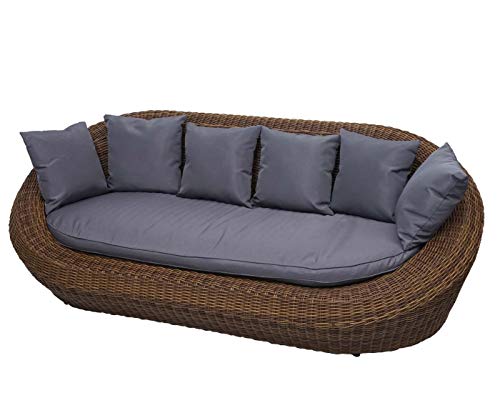 Mendler 4-1-1 Poly Rattan Garnitur HWC-F88, Lounge-Set Sofa, halbrundes Rattan Alu-Gestell oval - braun, Kissen… – Bild 5
