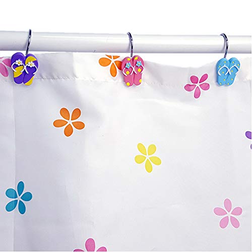 Zilucky 12 Pcs Resin Flip-Flops Slippers Multi-Color Mixed Shower Curtain Hooks Rings Stainless Steel Bathroom Beach Decor Accessories (Flipflop) #TOP5