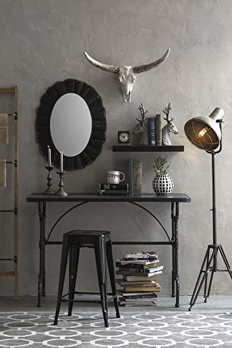 Creative Co-Op Oval Mirror With Distressed Black Scalloped Metal Frame, Rustic #TOP2