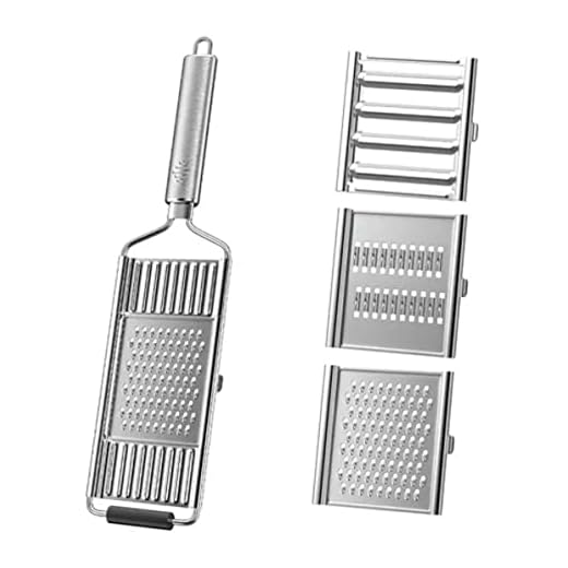 Ralador em aço inoxidável com cabo e 3 lâminas removíveis