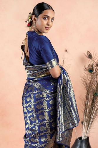 Image of Subham Women Saree Chandrakor Paithani Silk Cotton | Soft Daily Wear Golden Zari Sari with Unstitched Blouse