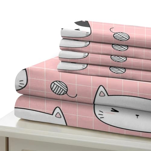 Housse de couette imprimé 3D chat parure lit microfibre 135x200 - 7