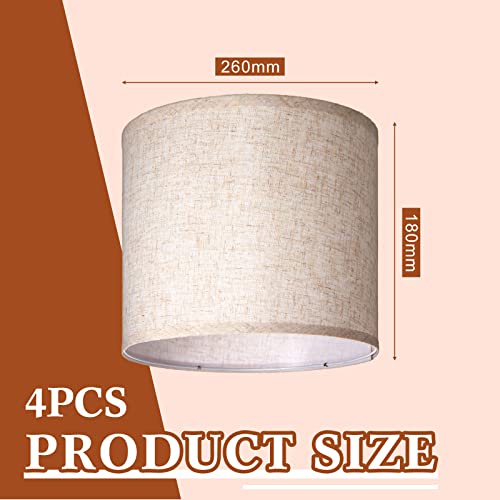 Weewooday 4 Pack Linen Lampshade 10 Inch, Easy Assembly Drum Lamp Shade with E27 & E14 Adapter Ring - Image 2
