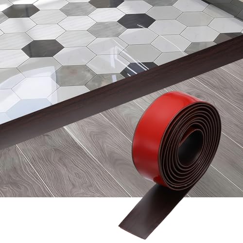 Bande de transition de sol café 2,5m Harfington autocollante pour joint de parquet et moquette