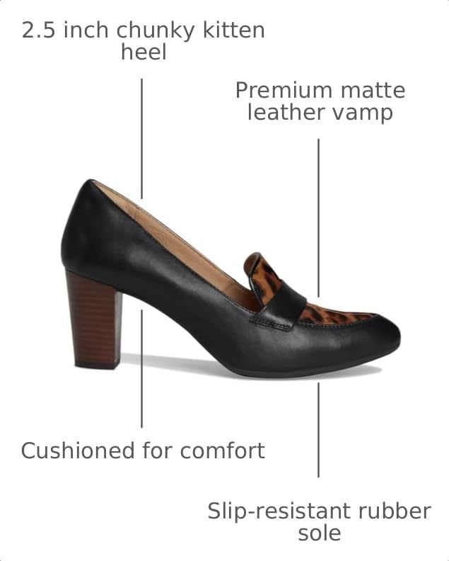 Image of SHODENSE Women Chunky Kitten Heel Pumps Shoes Round Closed Toe Slip On Suede Penny Loafers Matte Block Mid Heels Dress Loafer Almond Toe Comfort Oxford Shoes Office Work Classic Elegant 4-11 M US