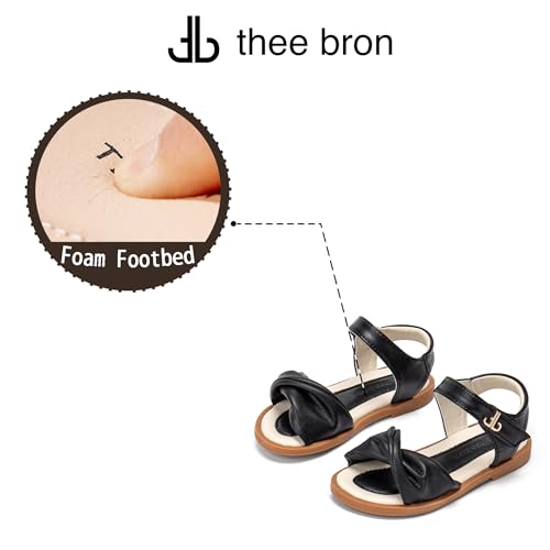 Image of THEE BRON Toddler Girls Sandals Wedding Flower Girl Dress Shoes Open Toe Flats
