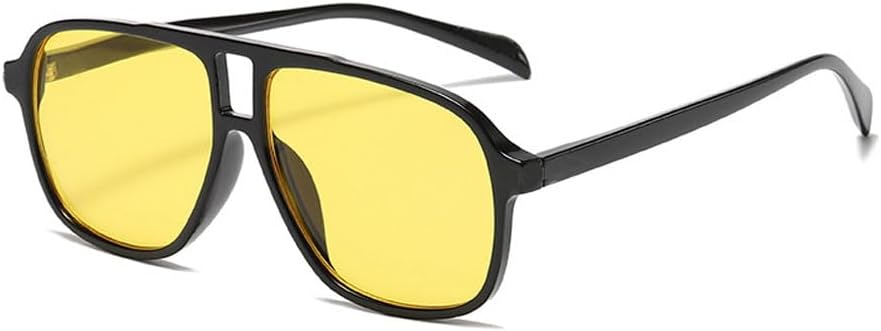 Retro Square Sunglasses for Women and Men Vintage UV400 Classic Large Double Bridge Sun Glasses Aviator Sunglasses