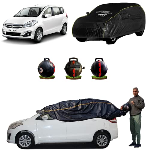Image of CARBLAZER Portable & Semi-Automatic Full Body Car Covers: Heavy Duty Device| Anti-Theft| Dust & Scratch Proof | Water & Wind Resistant|Custom Fit| Dual-Side Cover, Compatible for Maruti Suzuki Ertiga