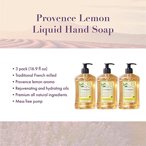 A La Maison Provence Lemon Liquid Hand Soap - Triple French Milled Natural Moisturizing Soap (3 Pack, 16.9 Oz Bottle) #TOP1