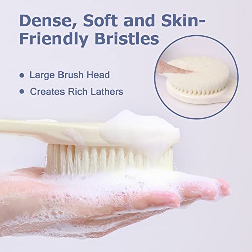 Exfoliating Shower Brush, Bath Body Brush, Never Mold Back Brush Long Handle For Shower, 17 Inches Dry Brushing Body Brush Or Wet Brush With Moderate Bristles (17 '' Cream White) #TOP1