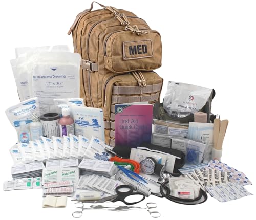 Luminary Tactical Trauma Kit - Fully Stocked First Aid Trauma & Emergency Survival Medical Kit, First Responder Backpack for EMS/EMT, Essential Supplies for Preppers & Professionals (Coyote Tan)