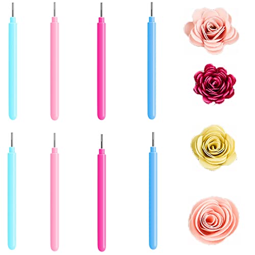 Briartw 4 Colors 8 Pieces Paper Quilling Tools Rolling Curling Quilling Needle Pen for Quilling Paper Strips 3D Flowers-Making Scrapbooking Craft Cardmaking Stencil Quilling Supplies