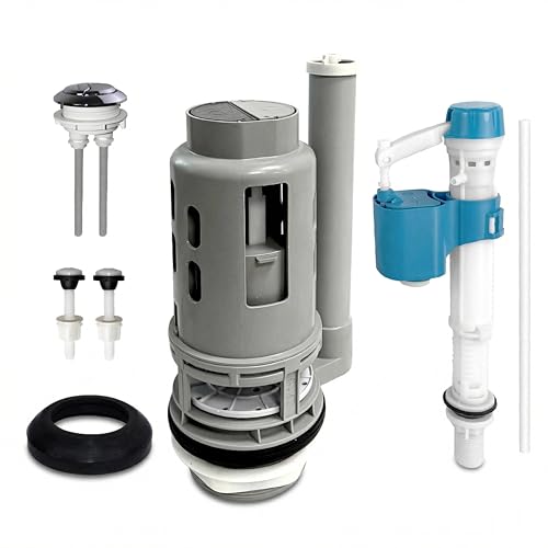 Ulinlo Pouly 3-Inch Dual Flush Valve Replacement Kit for 2-Piece Toilet - Fits Glacier Bay, Aquasource and Most Universal. Includes 8.2” Flush Valve, Fill Valve, Button, Gasket, Bolts