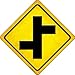 Offset Side Roads Novelty Metal Crossing Sign CX-498