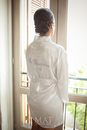 Personalized Mrs. Satin Bride Robe - Bridal White Robe for Wedding Day2