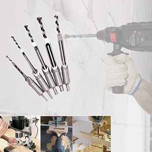 Woodworking Square Hole Drill Bits, Wood Mortising Chisel Set Wood Square Hole Mortising Chisel Drill Bits for Mortising Machines and Drill Press Attachments (5 Pcs) - Thumbnail 6