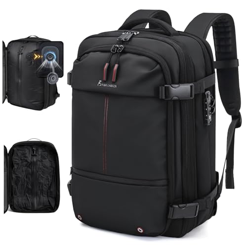 Image of Travel Backpack with Vacuum System,60L Expandable Vacuum Backpack Travel with TSA Lock,17.3 inch Laptop Backpacks Vacpack Backpacks with Vacuum(Black,Built-in Air Pump)
