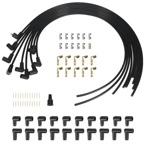 Atesilor 8mm Universal HEI Spark Plug Wire Set, High Performance Compatible with MSD 5553, 90 Degree Silicone Boots
