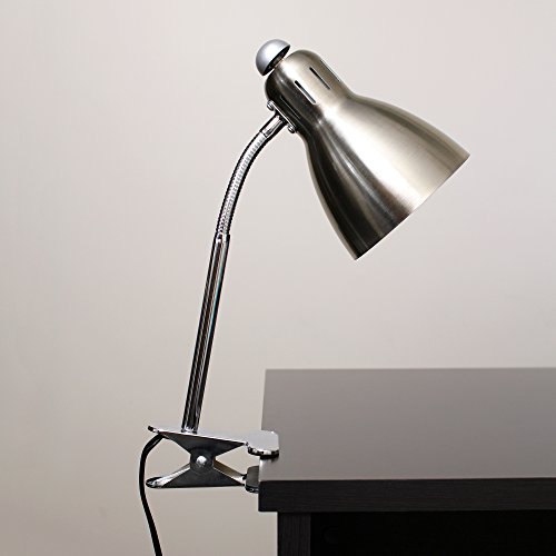 Simple Designs Ld2016-Bsn Adjustable Flexible Gooseneck Clip Light Desk Lamp, Brushed Nickel #TOP1