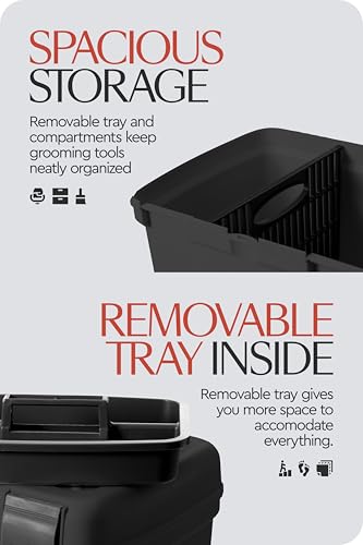 HORZE Smart Grooming Box for Horses, Dogs, Cats with Removable Tray | Non-Slip, Crack Resistant | 16\" x 12\" x 12\" - Shadow Grey - One Size - Thumbnail 4