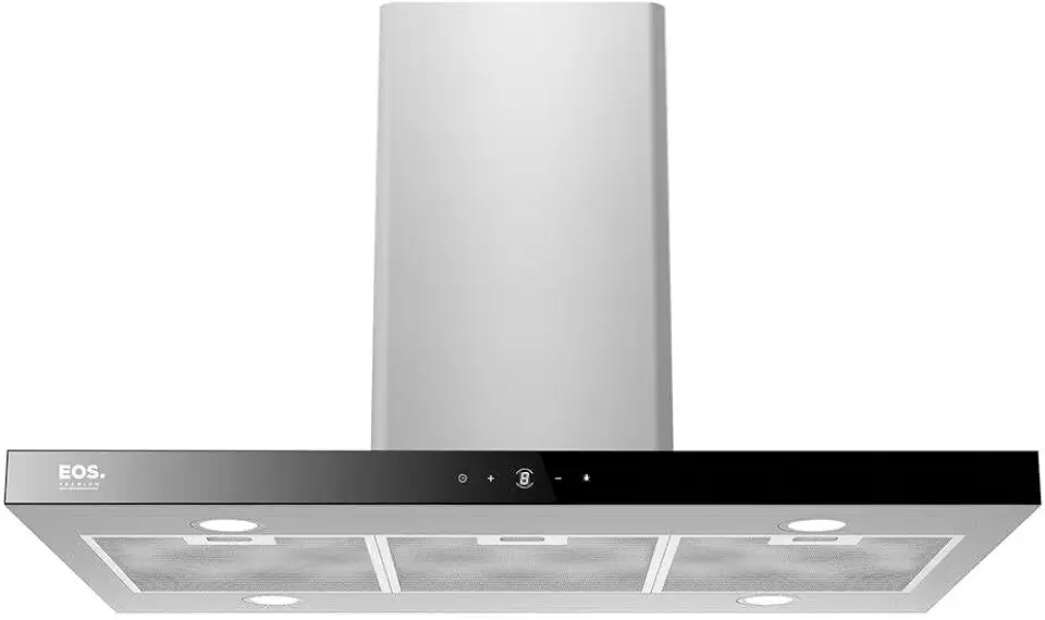 Coifa e Depurador de Ilha Eos 90cm Premium com Painel Digital Touch e Vazão de 1200m³/h Inox Eco91itdi 110v