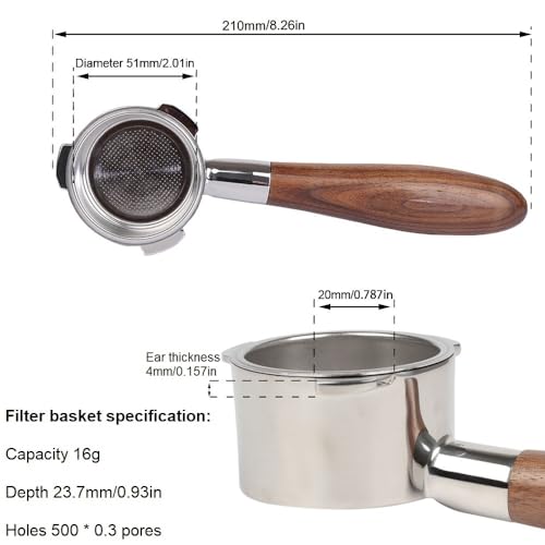 CAPFEI 51mm Bottomless Portafilter 3 Ears Compatible with atatix Espresso Machine/Wirsh Home Barista Plus/CASABREWS Espresso Machine 20 Bar CM5418 (Prongs Thickness 4mm) by CAPFEI - Image 4