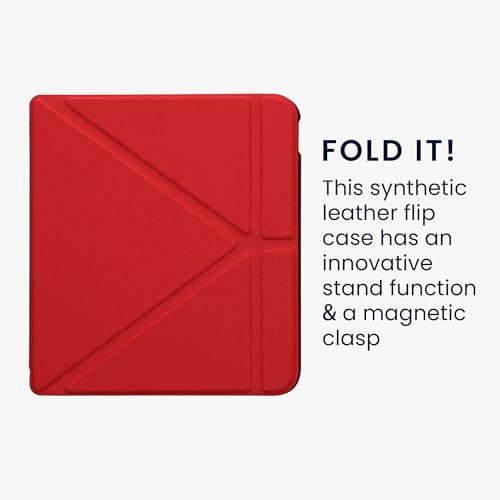 kwmobile Origami Case Compatible with Kobo Libra Colour Case - Slim PU Leather Cover with Stand - Dark Red by kwmobile - Image 2