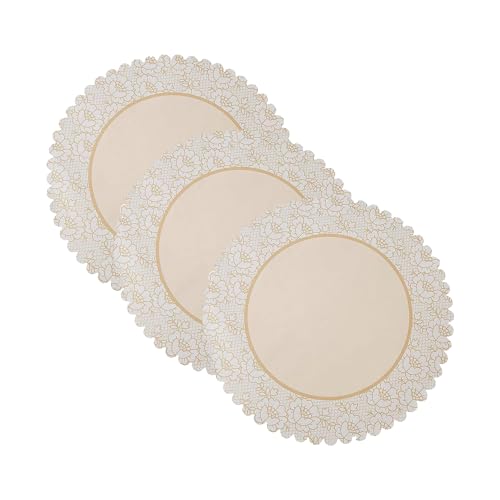 Shabby Chic Lace Placemats - Bulk Set of 50, Disposable Paper - Vintage Party Supplies, Ivory/Nude