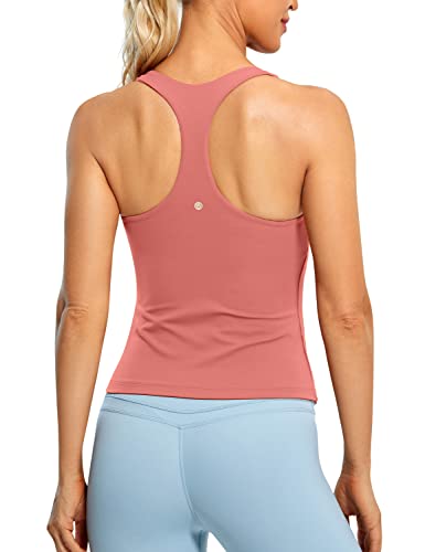 CRZ YOGA Butterluxe Workout Tank Tops for Women Built in Shelf Bras Padded - Racerback Athletic Spandex Yoga Camisole Briar Rose Small