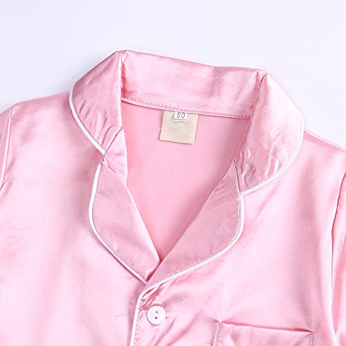 Verve Jelly Ensemble pyjama en satin à manches longues et boutonné pour bébé fille et garçon, rose, 10-11 ans – vue 2