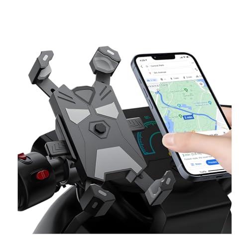 JNNJ Soporte para Teléfono De Moto, 360° Rotación Aleación Soporte Teléfono Moto, Anti Vibración Soportes para Telefono Movil de Motocicleta, Soporte Teléfono Moto para Espejo Retrovisor(Gris)