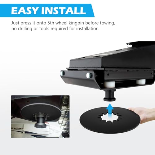 Image of 5th Wheel Hitch Lube Plate 10 Inch Black - Non-Grease PTFE Style Low Friction Disc for RV Camper Trailer Kingpin - Reduces Noise & Cushioning - 1 Pack