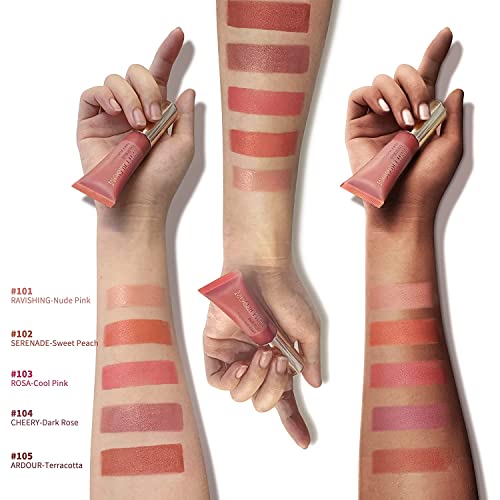 Liquid Blush Makeup Wand, Soft Cream Liquid Blush With Cushion Applicator, Cream Blush For Cheeks, Face, Lip, Natural-Looking, Dewy Finish, Highly Pigmented, Easily Blendable, Weightless, Long-Wearing (#104 Cheery) #TOP3