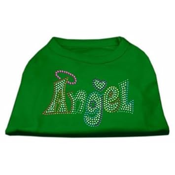Mirage Pet Products Technicolor Angel Rhinestone Shirt Emerald Green Large