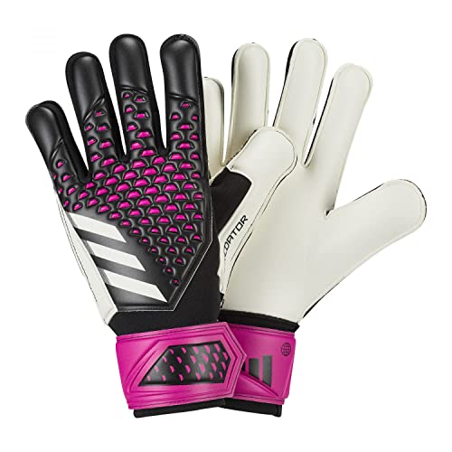 adidas Unisex Goalkeeper Gloves (W/O Fingersave) Predator Match Goalkeeper Gloves, Black/White/Team Shock Pink, HN3338, 9-