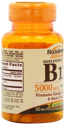 sundown high potency sublingual b12 5000 mcg 30 tablets pack of 3