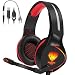 Xbox One Headset, Henscoqi PS4 Headset 3.5mm Over-Ear Bass Surrounding Stereo Gaming Headset with Mic, Noise Isolating and Volume Control for PS4, Xbox One,PC, Nintendo Switch, Smart Phone,Laptop(Red)