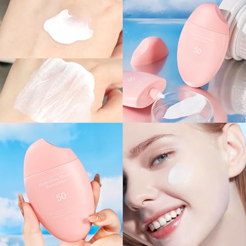 ADMD Sunscreen SPF 50+ 50g, Hydrating Sheer Face Sunscreen, Waterproof & Lightweight Water Gel, Non-Greasy, No White Cast, for Sensitive Skin Daily Use