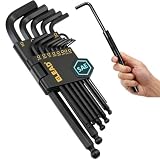 ELEAD 15-Piece SAE Hex Key Allen Wrench Set with Extension Bar, 3/64-3/8 Inch, Long Arm Ball End Design, Heat-Treated S2 Steel