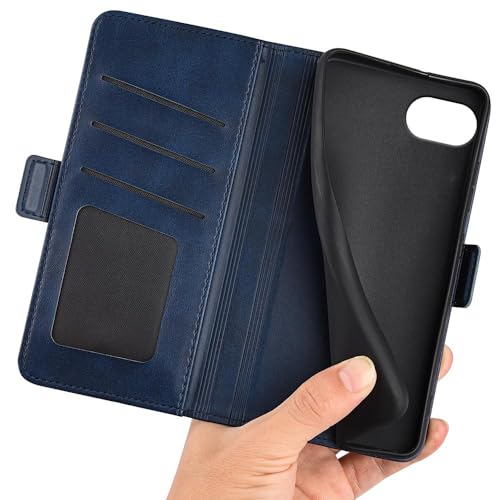 Image of Havilah for iPhone 16e Dual-Side Magnetic Buckle Horizontal Flip Faux Leather Phone Case iPhone 16e Case Cover(Dark Blue)