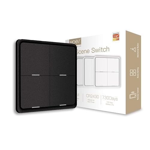 MOES Scene Switch, ZigBee Wireless 12 Scene, Mechanical Push Button Battery Powered, Smart Home Automation Scenario Switch for Tuya Smart Devices, Req