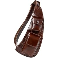 Ariscobull Men's Genuine Crossbody Shoulder Chest Leather Sling Bag (Brown)