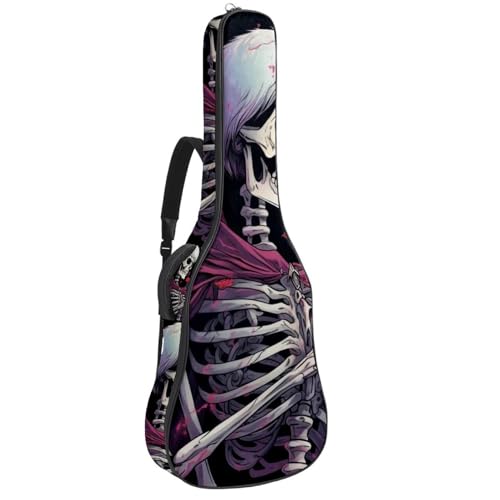 Bass Guitar Bags with Dark Series Skeleton, Acoustic Guitar Bag 40 41 inch Electric Guitar Case, Waterproof Oxford Electric Guitar Gig Bag for Acoustic Classical Guitar, Ukulele