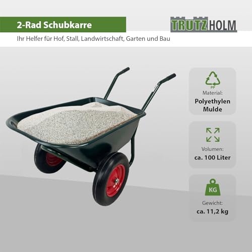 Schubkarre Trutzholm 2-Rad Garten Schiebkarre 100 Liter 160 kg Tragkraft