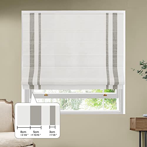 Grneric Cordless Roman Shades Window Shades,White Grey Border Custom Blackout Light Filtering Window Roman Blinds,Fabric Roman Shades For Windows,French Doors,Doors,Kitchen Windows #TOP2