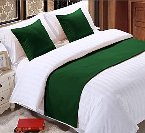 1 Piece Bed Runner Scarf Protector SDipcover Bed Decorative Scarf for Bedroom Hotel Wedding Room - 800 TC-100% Egyptian Cotton, Solid (Queen, Green)