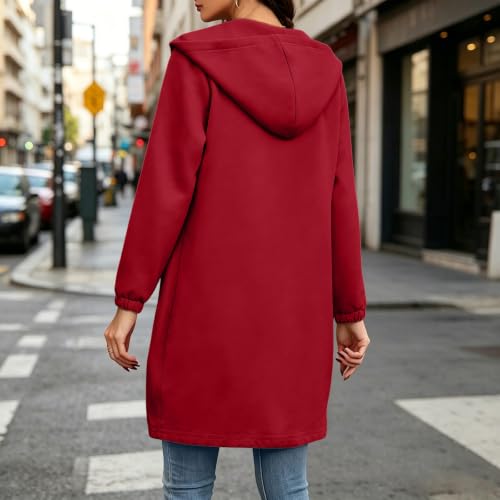 Long Zip Up Hoodie Women Trendy Warm Fall Winter Sweater Sherpa Jacket - image 3