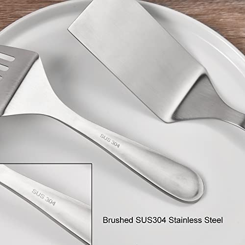 Imeea Metal Spatulas Set Sus304 Stainless Steel Griddle Spatula Slotted Hamburger Turner Flat Top Grill Spatula For Cooking 10-Inch #TOP6