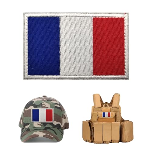 YUVKIN 1 pièce écusson France, tissé avec scratch, patch tactique 8 × 5 cm, drapeau français tricolore